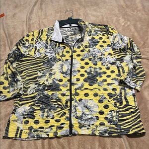Onque Casuals Yellow and Gray Floral Jacket